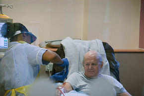 Dialysis nurse with patient